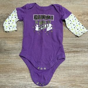 Purple Baby Onesie with Star Sleeves